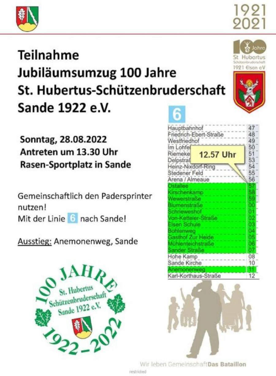 100 Jahre Schuetzenverein Sande Busfahrplan